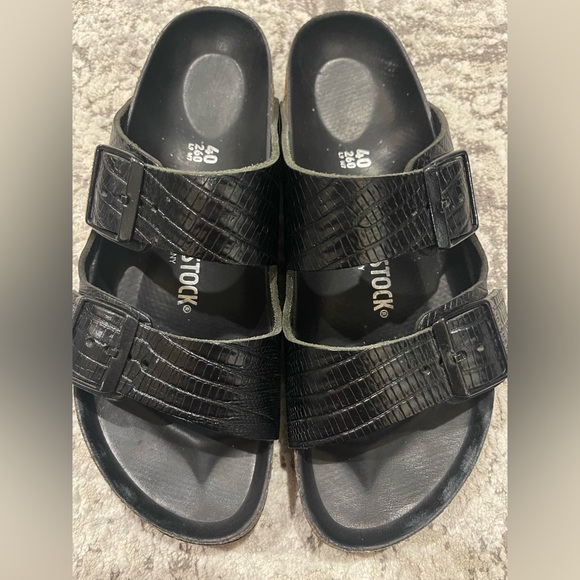 Birkenstock Limited Edition Arizona Hex Reptile Embossed Leather Sandals - Picture 6 of 15